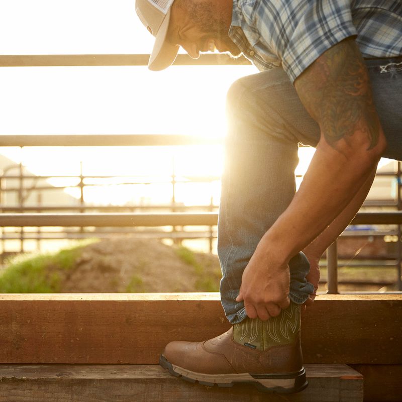 Rye Brown Ariat Rebar Flex Western Waterproof Work Boot | 84BCXNPLG