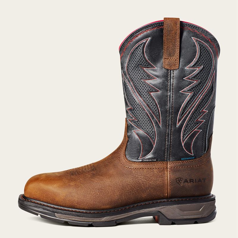 Rye Brown Ariat Workhog Xt Venttek Waterproof Carbon Toe Work Boot | 80KYZXEAP