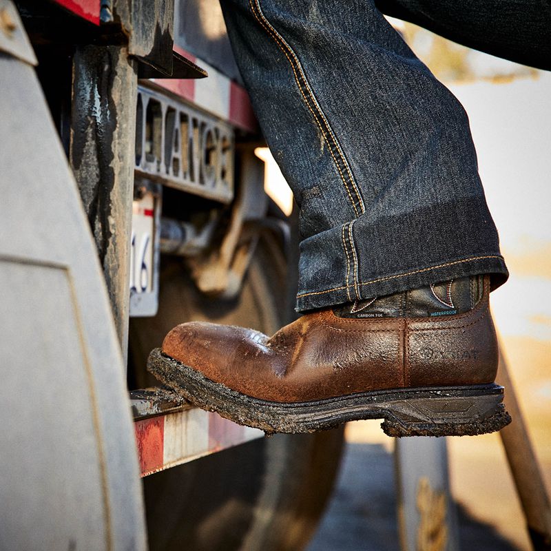 Rye Brown Ariat Workhog Xt Venttek Waterproof Carbon Toe Work Boot | 80KYZXEAP