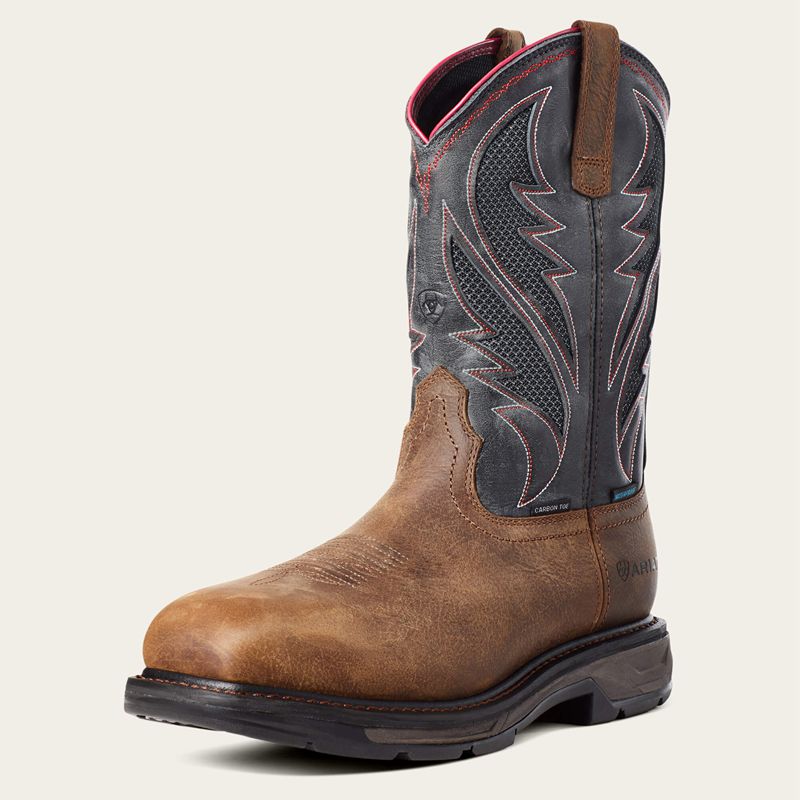 Rye Brown Ariat Workhog Xt Venttek Waterproof Carbon Toe Work Boot | 80KYZXEAP