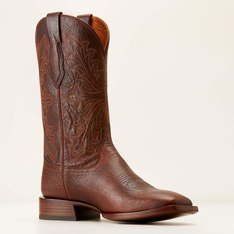 Saddle Brown Bison Ariat Bench Made Bassett Cowboy Boot | 90DHGXSQC