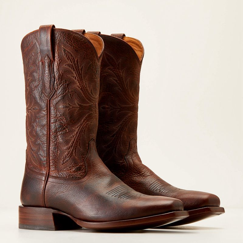 Saddle Brown Bison Ariat Bench Made Stilwell Cowboy Boot | 98BPGUQAM