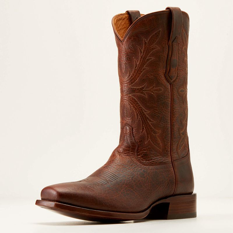 Saddle Brown Bison Ariat Bench Made Stilwell Cowboy Boot | 98BPGUQAM