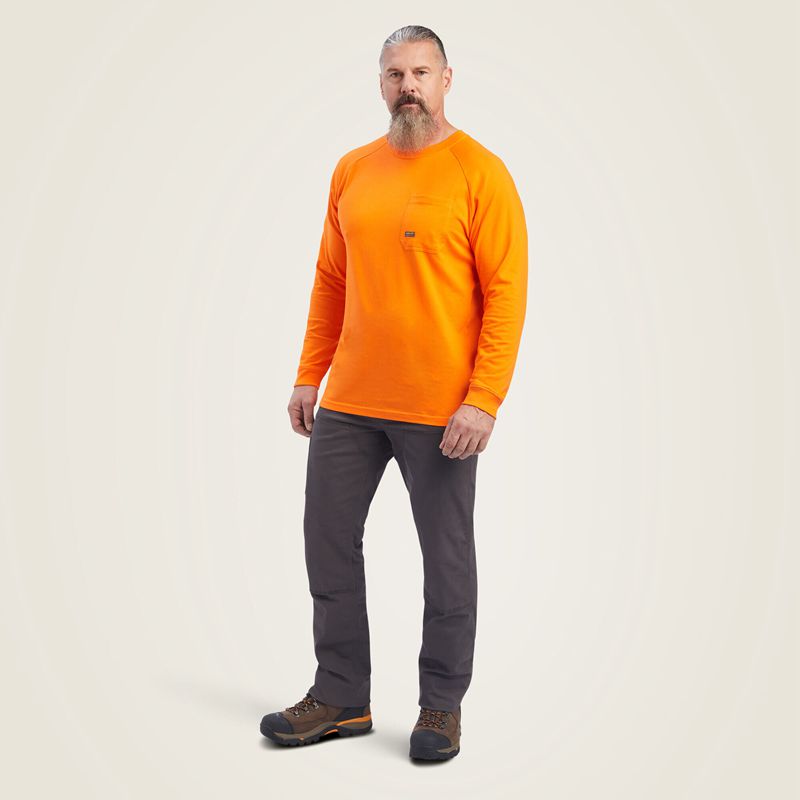 Safety Orange Ariat Rebar Cotton Strong T-Shirt | 46QNVHTUA