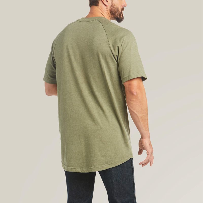 Sage_Heather Ariat Rebar Cotton Strong T-Shirt | 84TEUSQAI