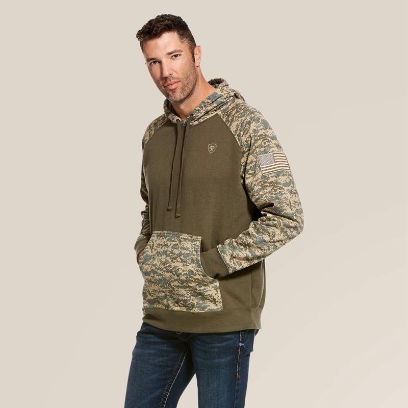 Sage Camo Ariat Patriot Hoodie | 75DCYOWXP