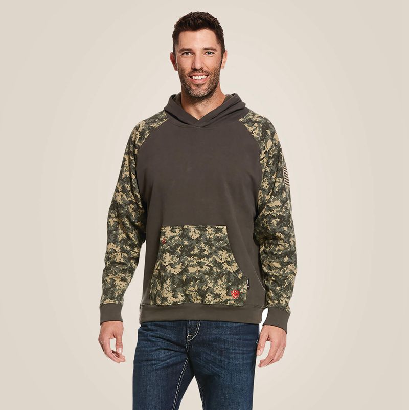 Sage Digi Camo Ariat Fr Durastretch Patriot Hoodie | 49BCWYAPS