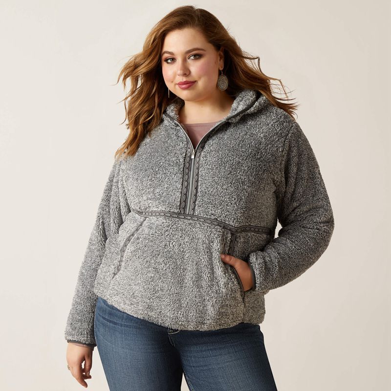 Salt And Pepper Ariat Lurex Berber 1/2 Zip Hoodie | 51CQSVXJZ