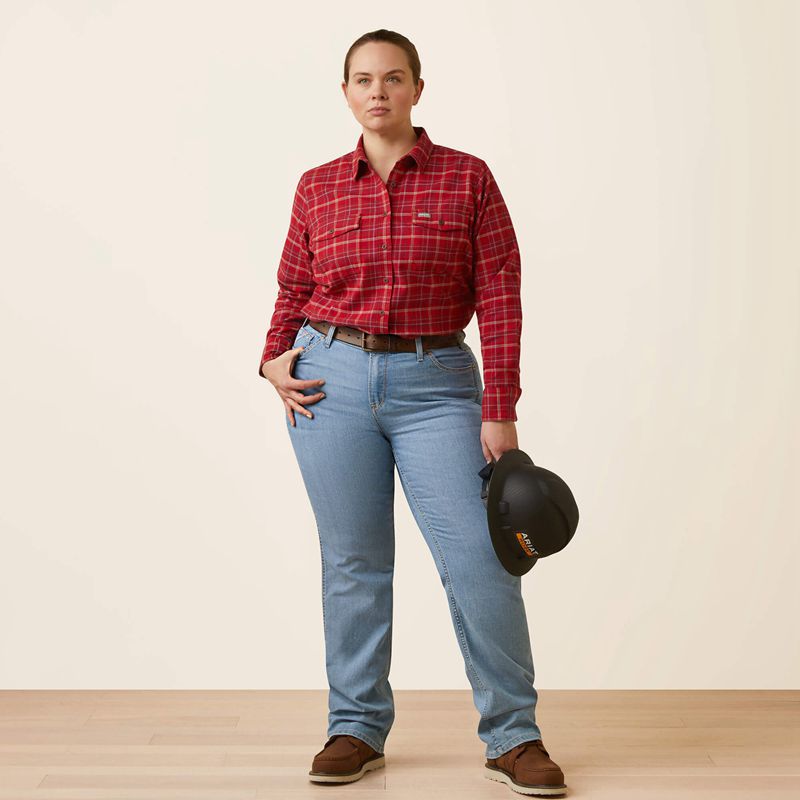 Samba Plaid Ariat Rebar Flannel Durastretch Work Shirt | 57UJTWDZB