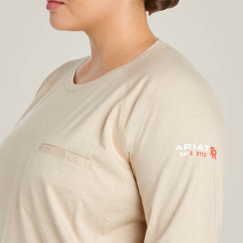 Sand Heather Ariat Fr Air Crew T-Shirt | 07NFRYQSW