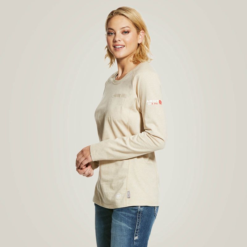 Sand Heather Ariat Fr Air Crew T-Shirt | 07NFRYQSW