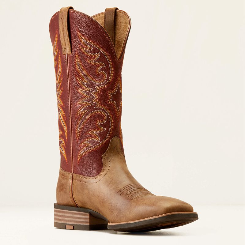 Sandstorm/Roasted Chestnut Ariat Ricochet Cowboy Boot | 59BHCZAGN