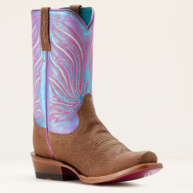 Scratched Tan/Azure Sunset Ariat Futurity Dash Western Boot | 86WMECZKD