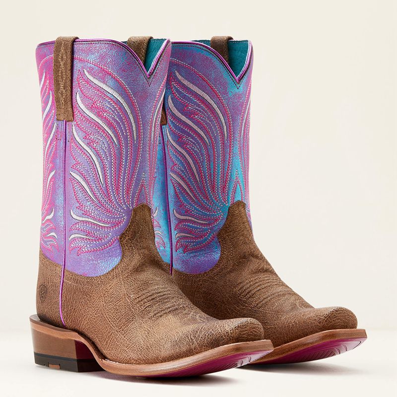 Scratched Tan/Azure Sunset Ariat Futurity Dash Western Boot | 86WMECZKD