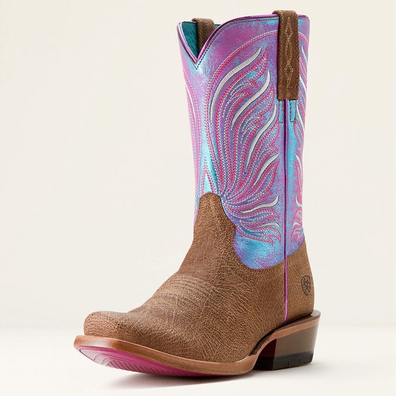 Scratched Tan/Azure Sunset Ariat Futurity Dash Western Boot | 86WMECZKD