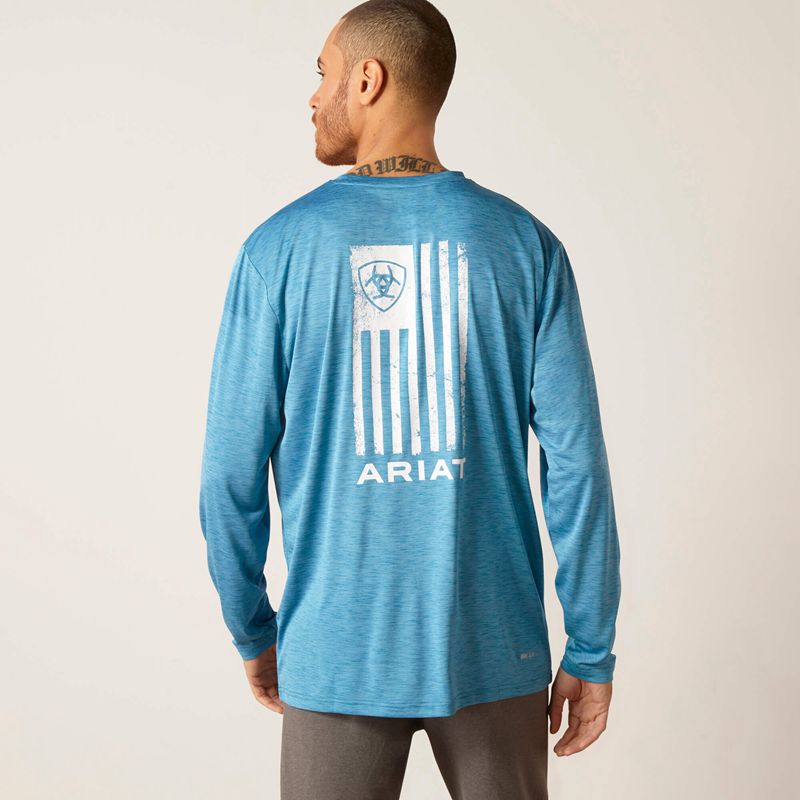 Seaport Heather Ariat Charger Faded T-Shirt | 62ZLRJQBK