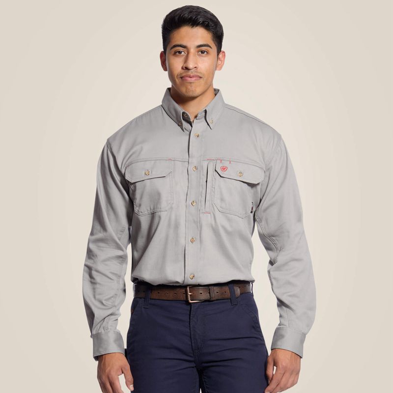 Silver Fox Ariat Fr Solid Vent Work Shirt | 94MYCAJFE