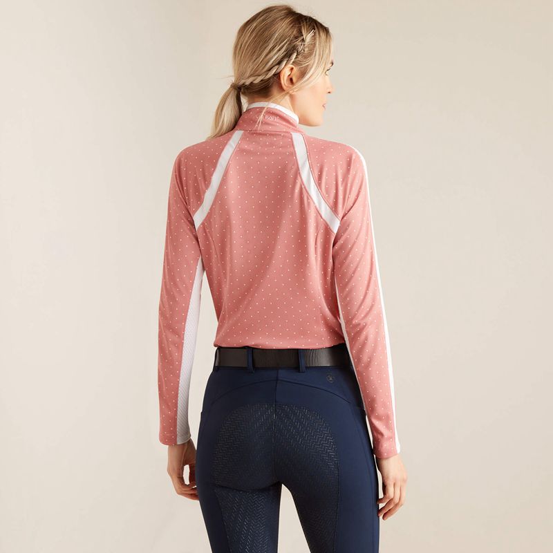 Slate Rose Dot Ariat Sunstopper 3.0 1/4 Zip Baselayer | 61VFUBSAN