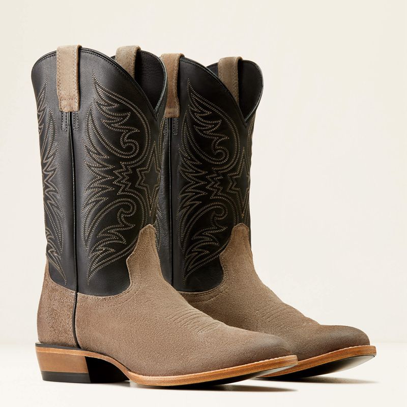 Smokey Roughout/Raven Black Ariat Bankroll Western Boot | 58HPMCFKJ