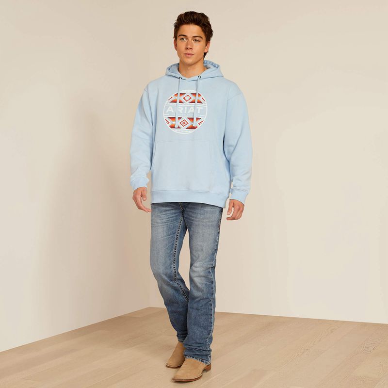 Soft Chambray Ariat Canyon Southwest Circle Hoodie | 38UBYOERH