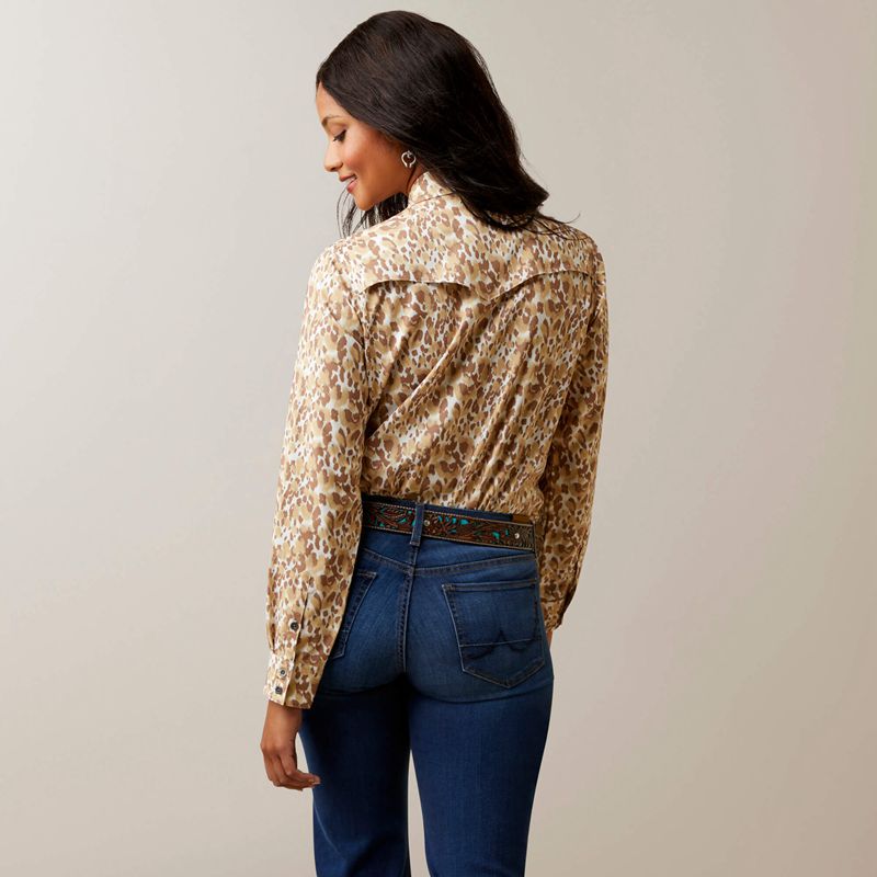 Sophia Leopard Print Ariat Western Venttek Stretch Shirt | 81BQROXYU