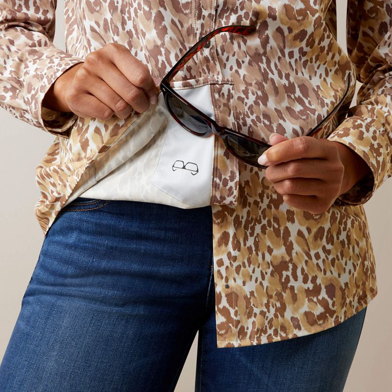 Sophia Leopard Print Ariat Western Venttek Stretch Shirt | 81BQROXYU