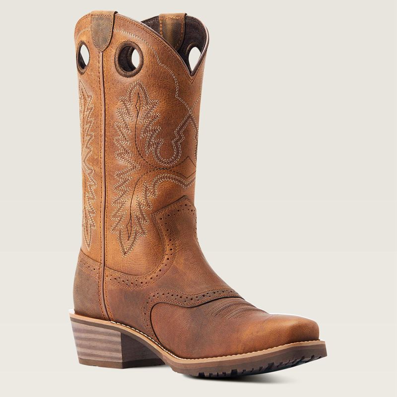 Sorrel Crunch Ariat Hybrid Roughstock Square Toe Cowboy Boot | 10BNSEDTU