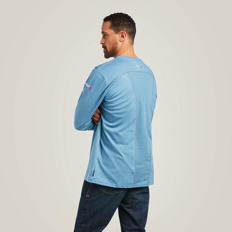 Steel Blue Ariat Fr Ac Crew T-Shirt | 58WHIPTBN