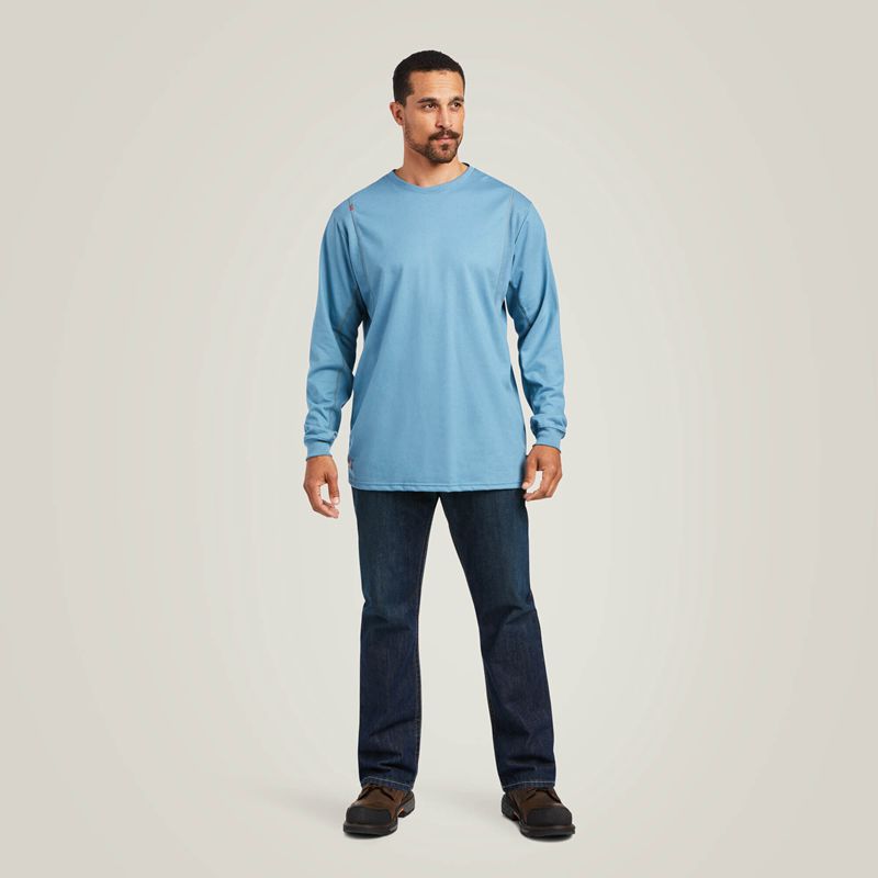 Steel Blue Ariat Fr Ac Crew T-Shirt | 58WHIPTBN