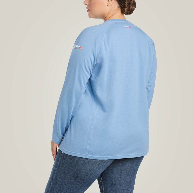 Steel Blue Heather Ariat Fr Air Crew T-Shirt | 83CBDEYGS