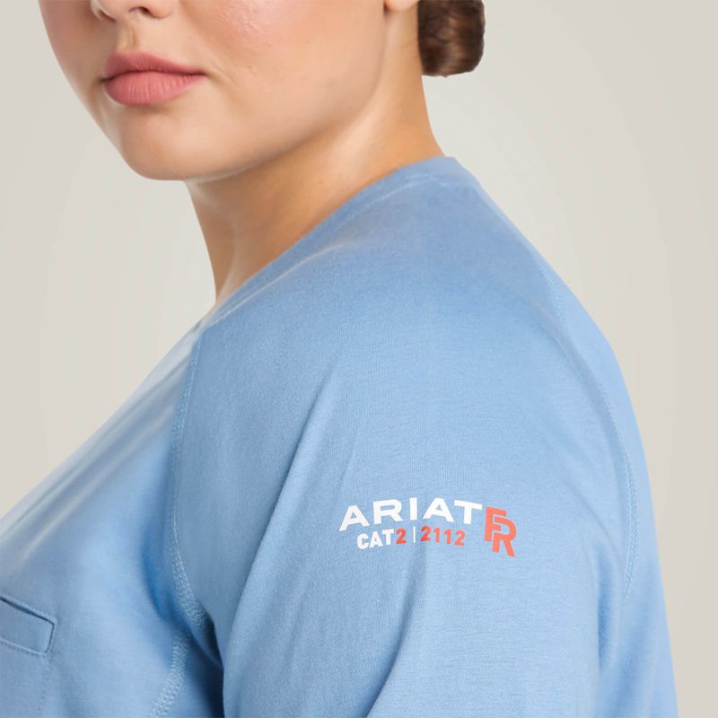 Steel Blue Heather Ariat Fr Air Crew T-Shirt | 83CBDEYGS