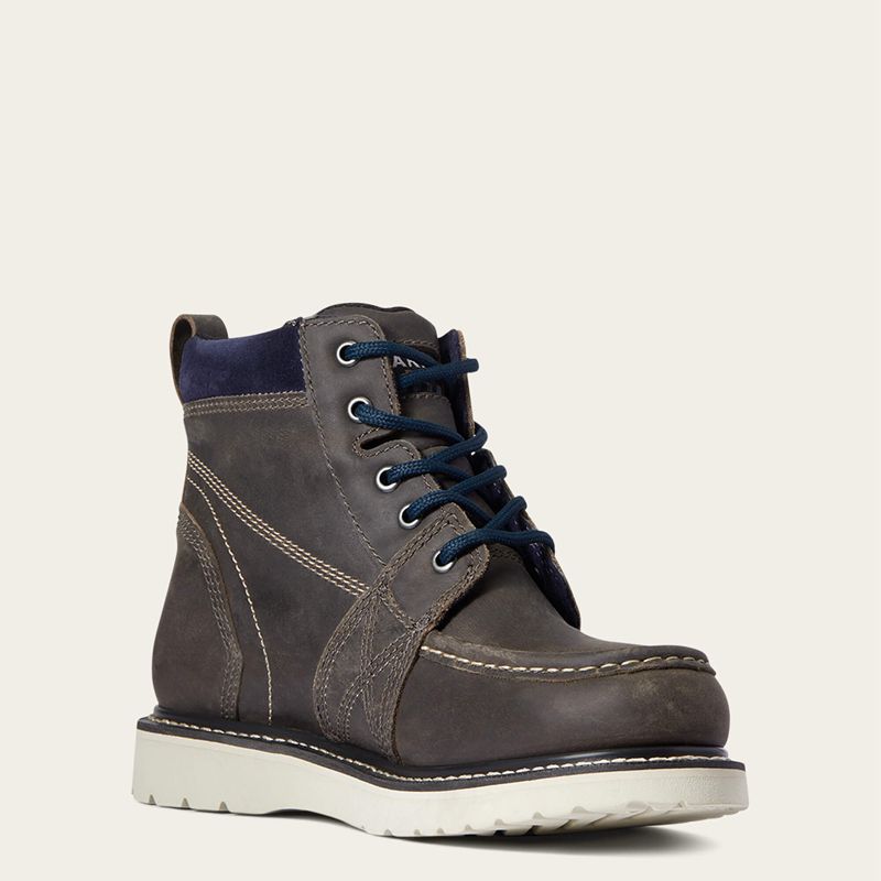 Steel Grey Ariat Rebar Wedge Moc Toe Waterproof Work Boot | 98IBPHLSE