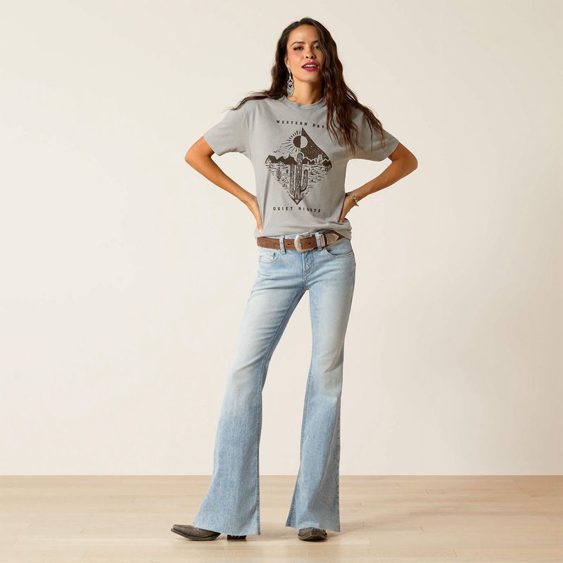 Stone Heather Ariat Day And Night T-Shirt | 18GUOPWBD