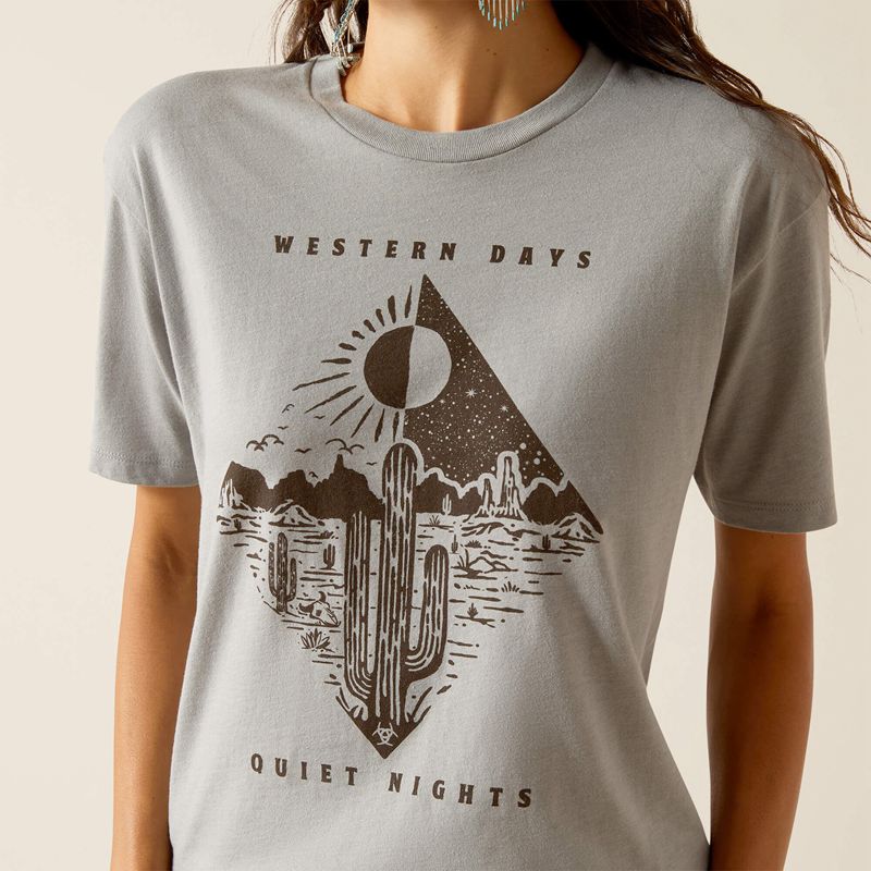 Stone Heather Ariat Day And Night T-Shirt | 18GUOPWBD