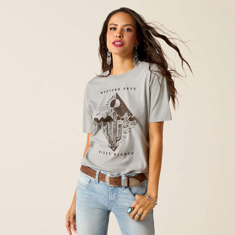 Stone Heather Ariat Day And Night T-Shirt | 18GUOPWBD