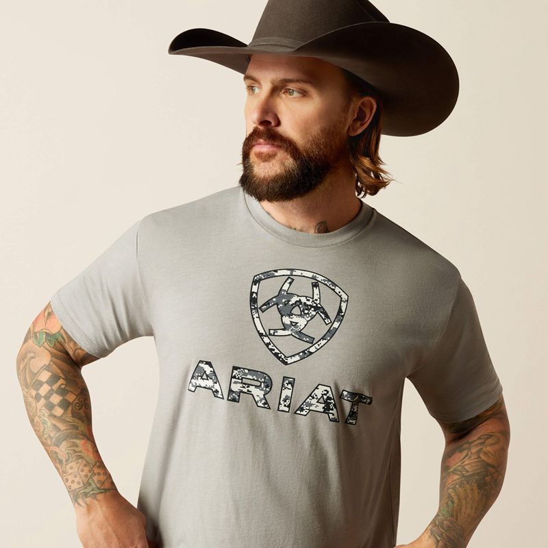 Stone Heather Ariat Liberty Usa Digi Camo T-Shirt | 72ZMKFBDC