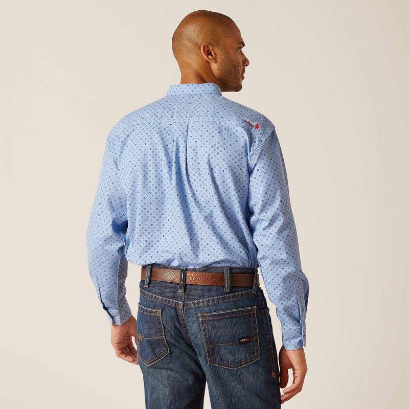 Stratosphere Blue Ariat Fr Gunner Logo Durastretch Work Shirt | 07ZCURSEH