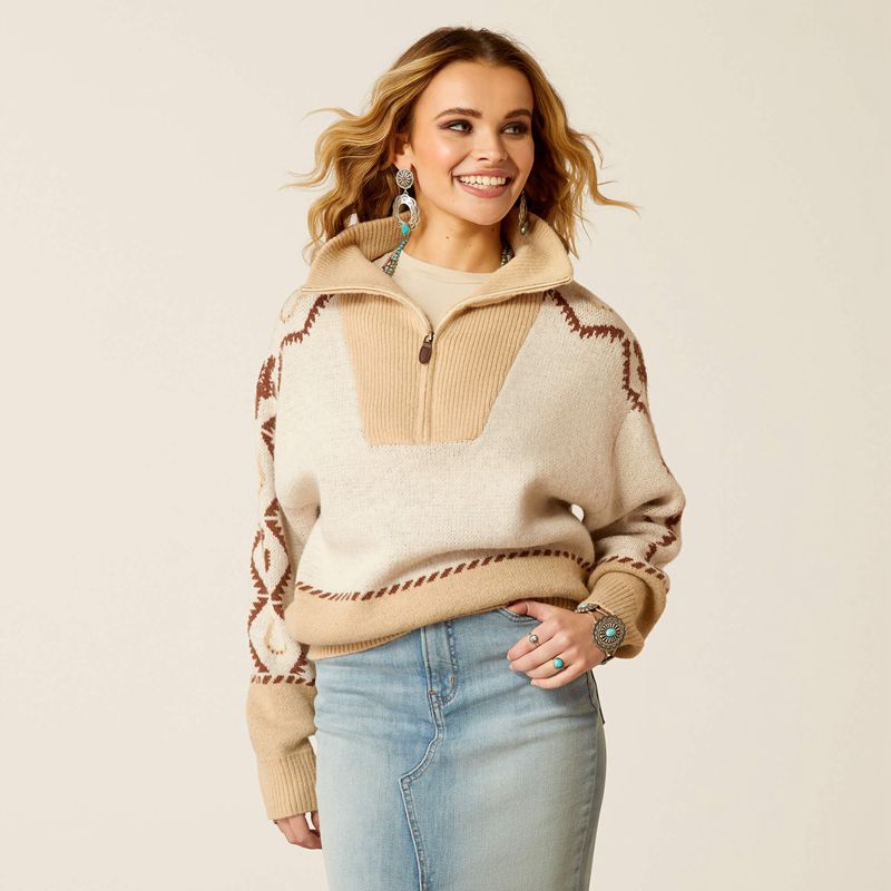 Summer Sand/Irish Cream Ariat Wild West Sweater | 74YUTJRQD