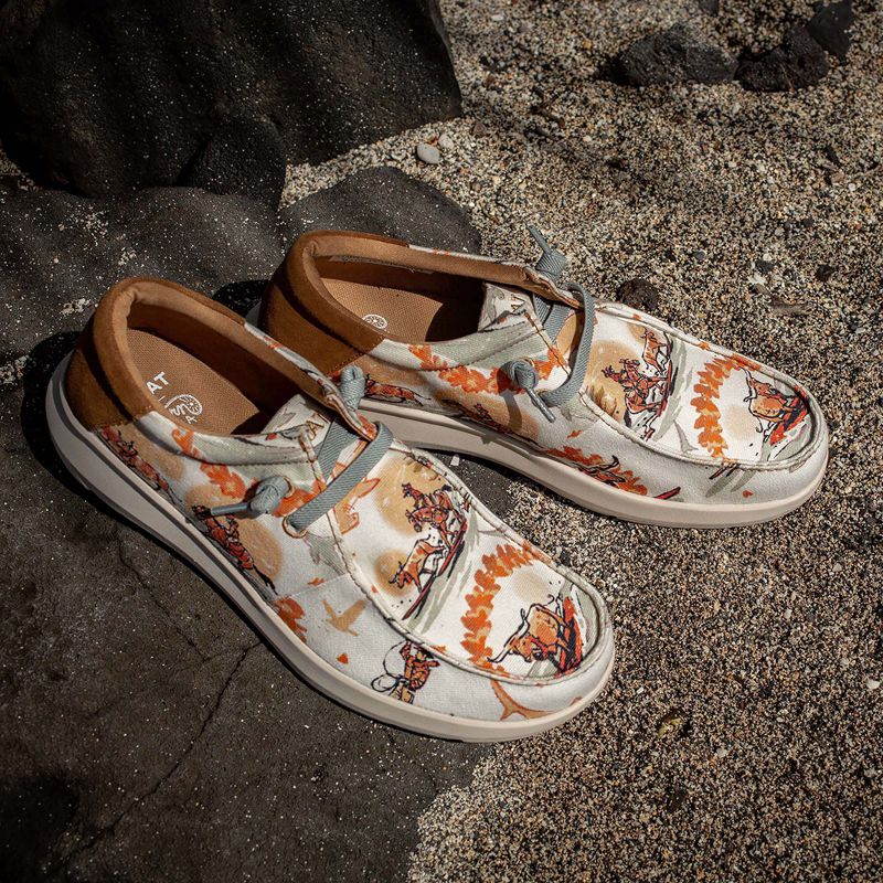 Surfing Longhorn Print Ariat Hilo Western Aloha | 36DCXRWBJ