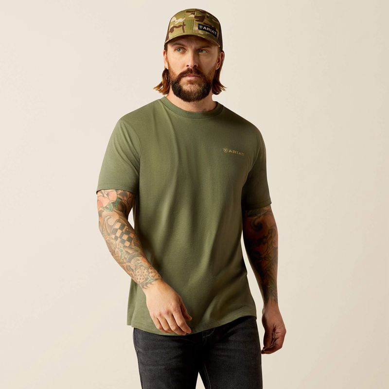 Surplus Green Ariat Duck T-Shirt | 63VTFYJRG