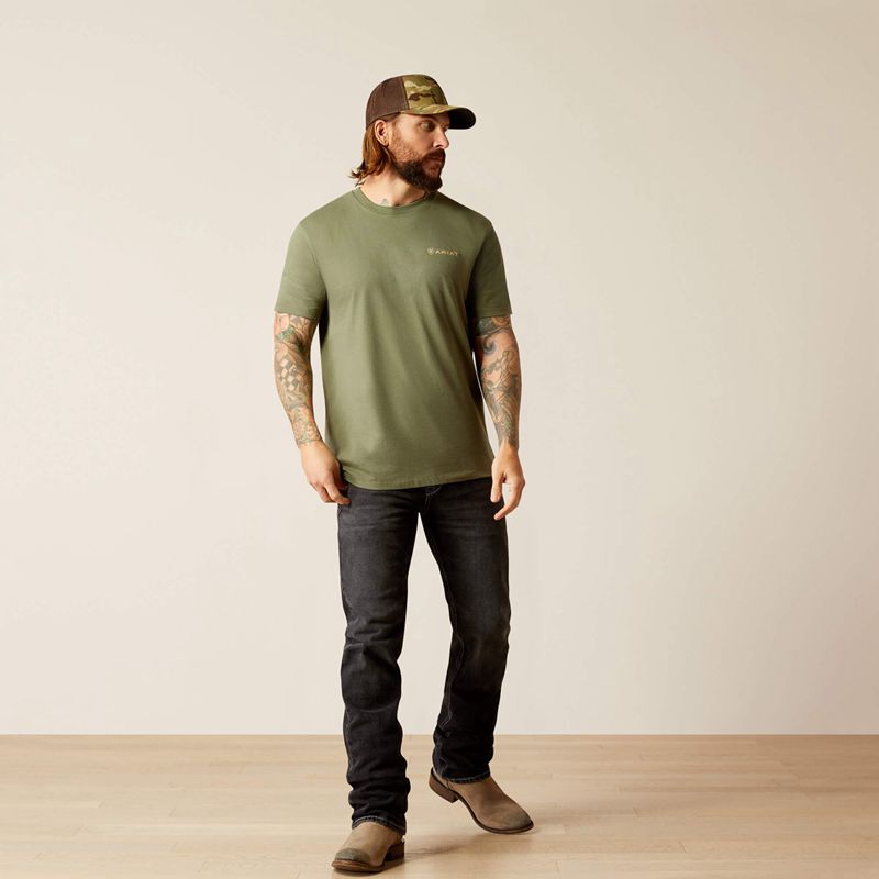 Surplus Green Ariat Duck T-Shirt | 63VTFYJRG