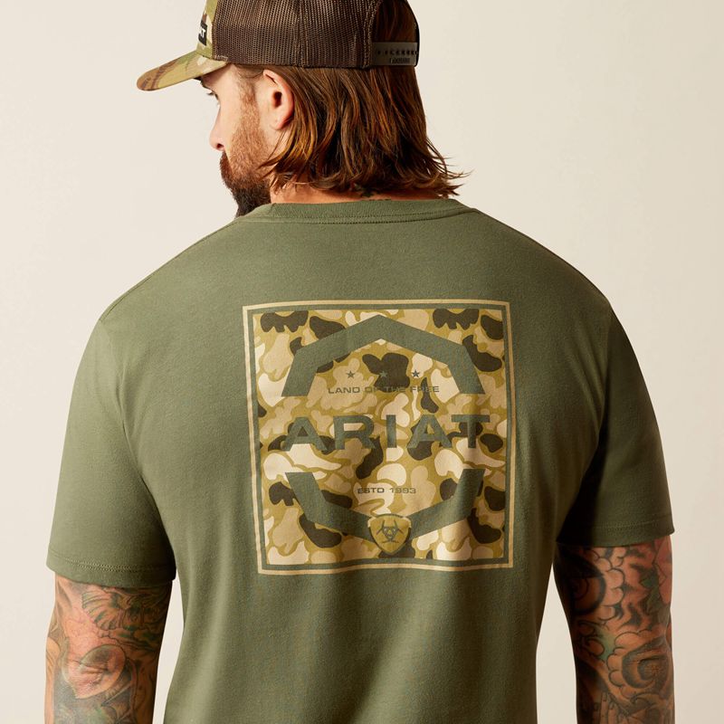 Surplus Green Ariat Duck T-Shirt | 63VTFYJRG