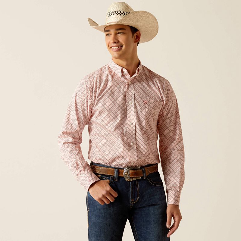 Tabasco Red Ariat Wrinkle Free Izaiah Fitted Shirt | 97HVAQSJY