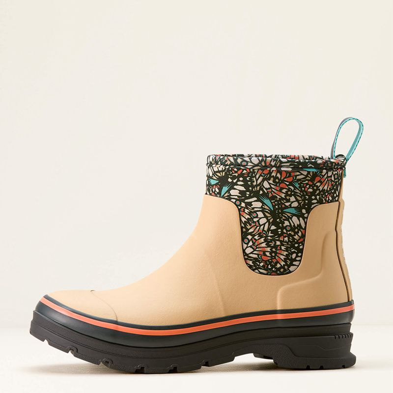 Tan/Butterfly Ariat Kelmarsh Shortie Rubber Boot | 47VNZXBTG