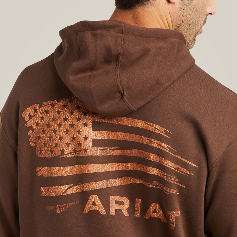 Tan/Dk Brown Ariat Patriot 2.0 Sweatshirt | 45VJKSTRH