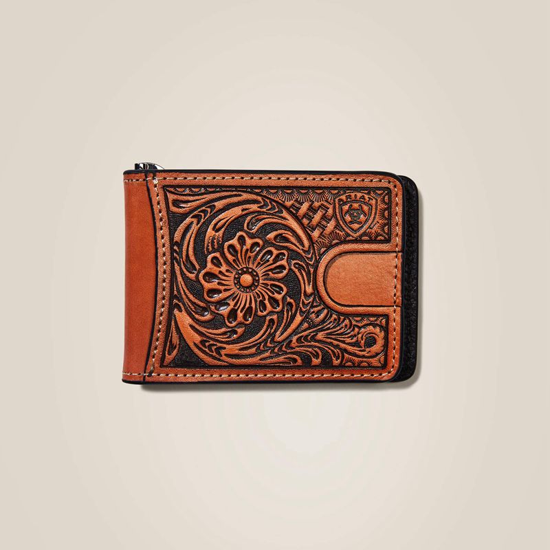 Tan Ariat Bifold Wallet Tan Floral Logo Embroidery | 09FCJRATS