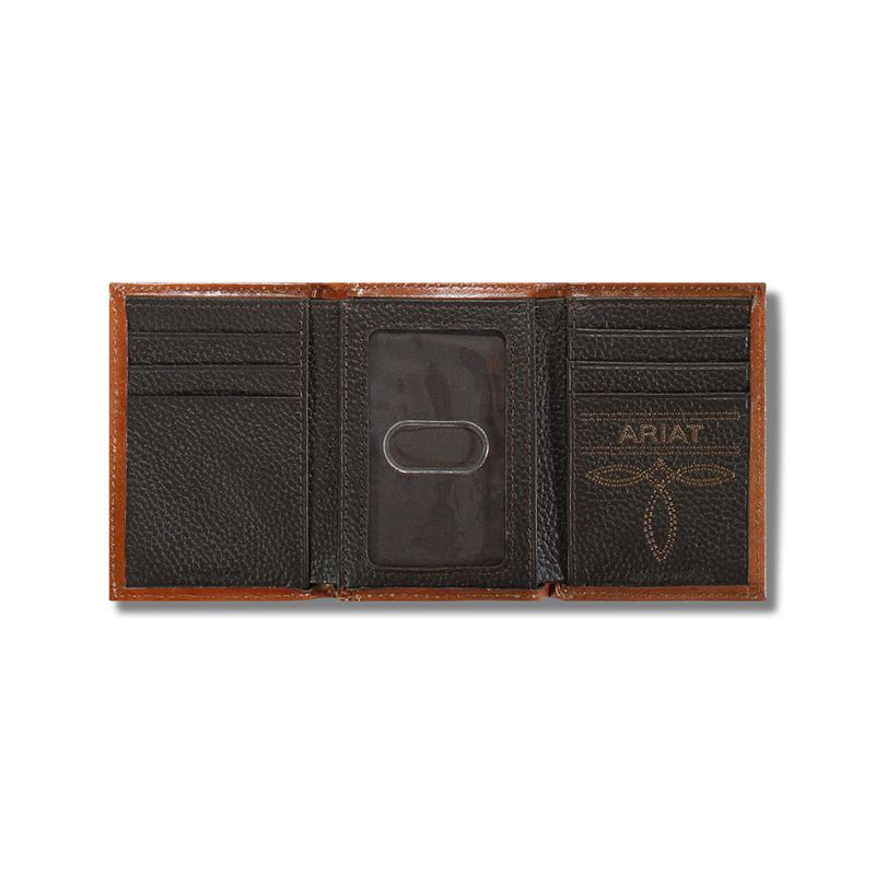 Tan Ariat Lattice Embossed Trifold Wallet | 19LEIGZBQ