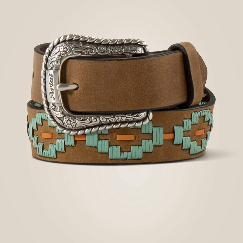 Tan Ariat Turq Diamond Embossed Belt | 69CNIMHAV