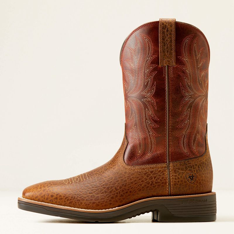 Tan Bull Emboss/Orange Rust Ariat Ridgeback Cowboy Boot | 14UQJMIXE