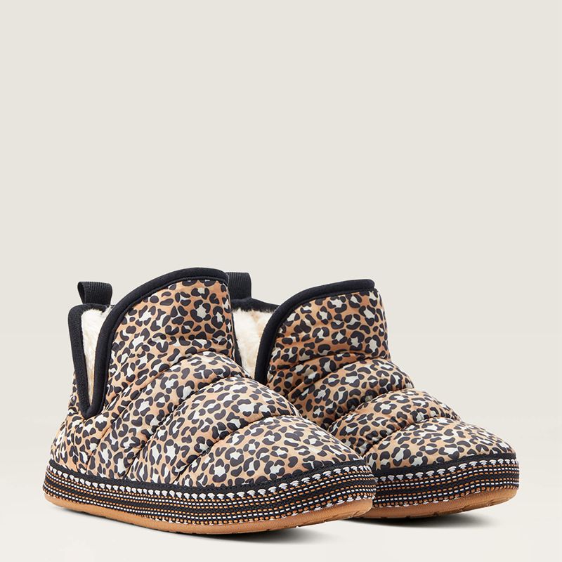 Tan Leopard Print Ariat Crius Bootie Slipper | 46XWOSPEL